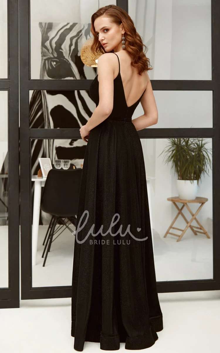 Spaghetti Satin A-Line Evening Dress Casual Open Back Floor-length