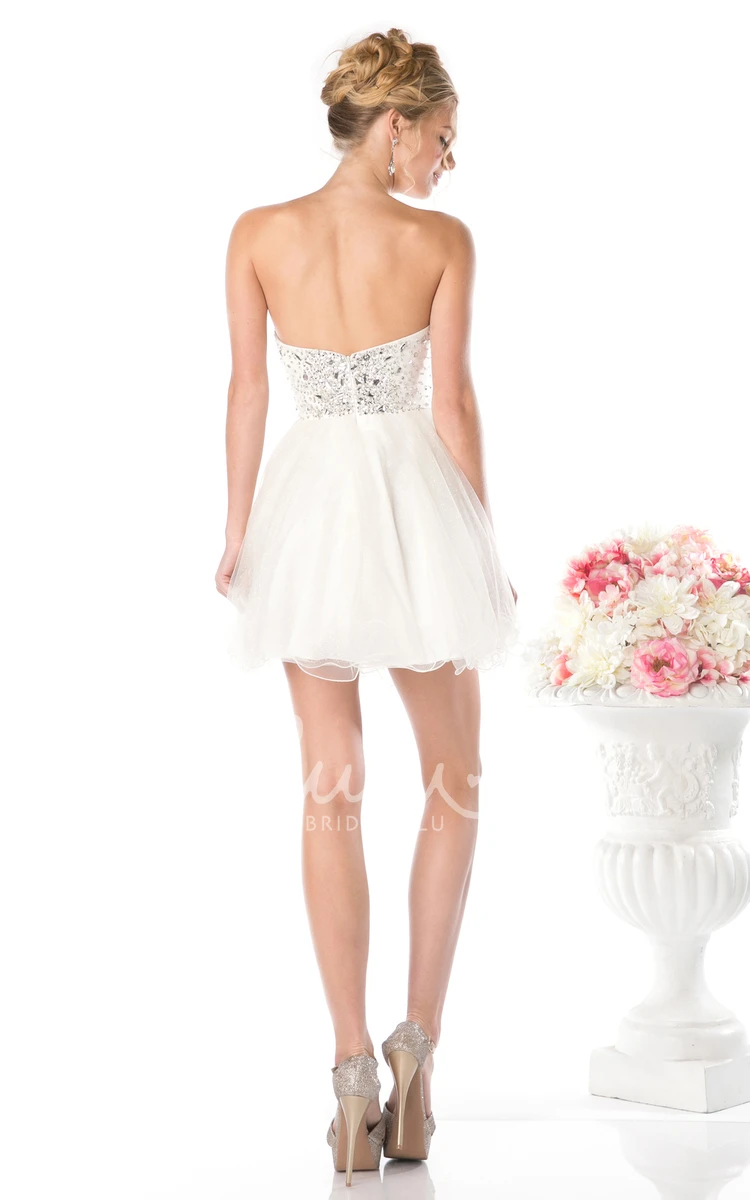 Backless Sweetheart A-Line Short Dress with Beading and Ruffles for Parties
