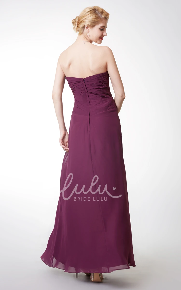 Long Chiffon Bridesmaid Dress with Sweetheart Neckline and Ruching