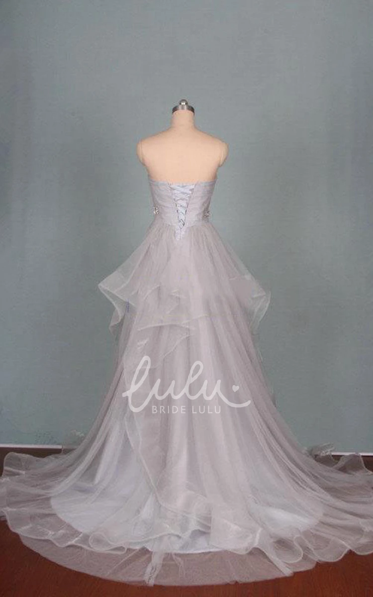 Tulle Ruched Dress With Beading And Ruffles Dreamy Prom Dress