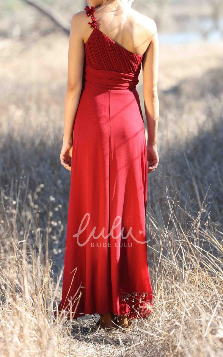 Empire A-line Chiffon Formal Dress with One-Shoulder and Ruching