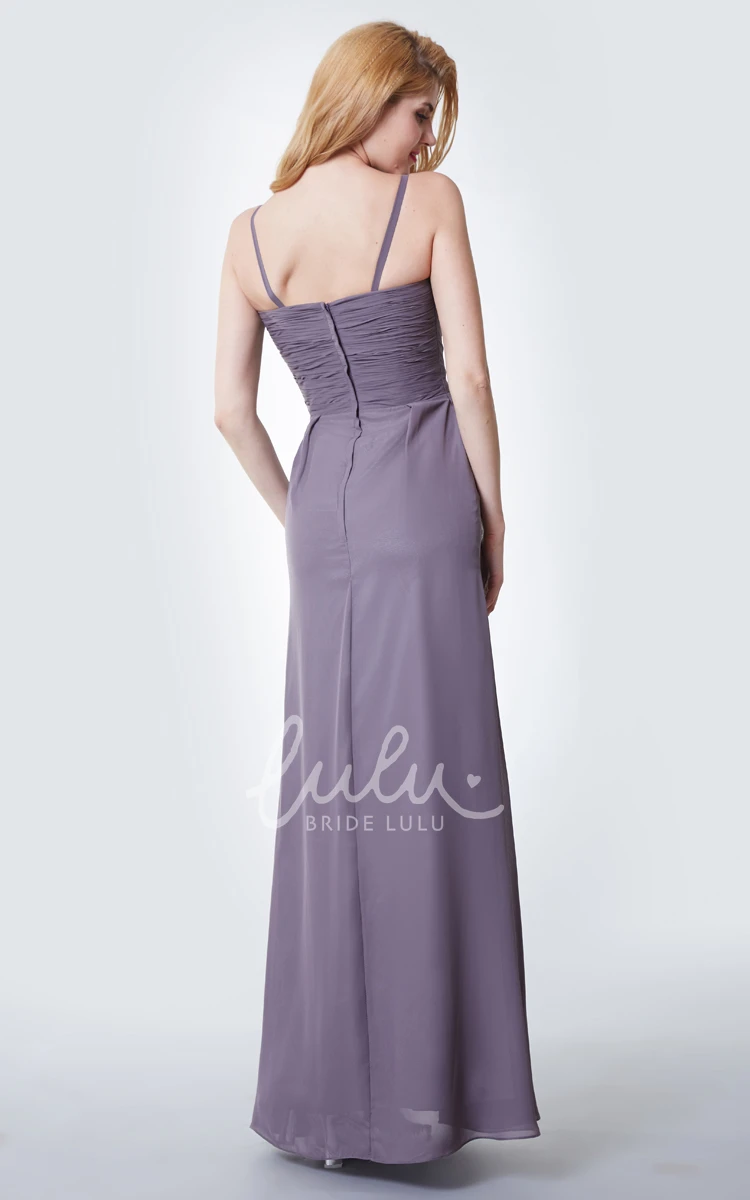 Draped Chiffon Prom Dress with Ruching and Side Split Sleeveless and Flowy