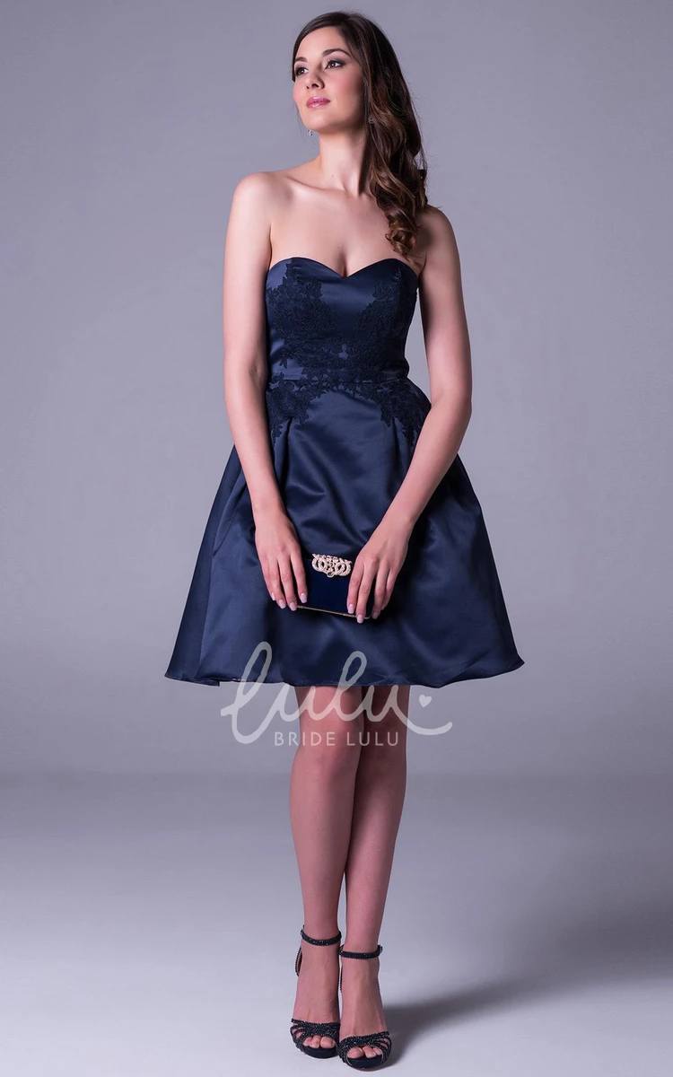 Sweetheart Satin A-Line Prom Dress with Applique Simple and Chic Dress