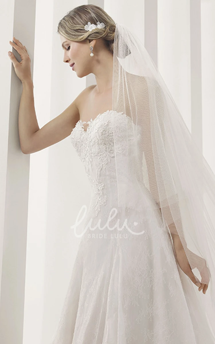 Sweetheart A-Line Lace Wedding Dress with Applique Details