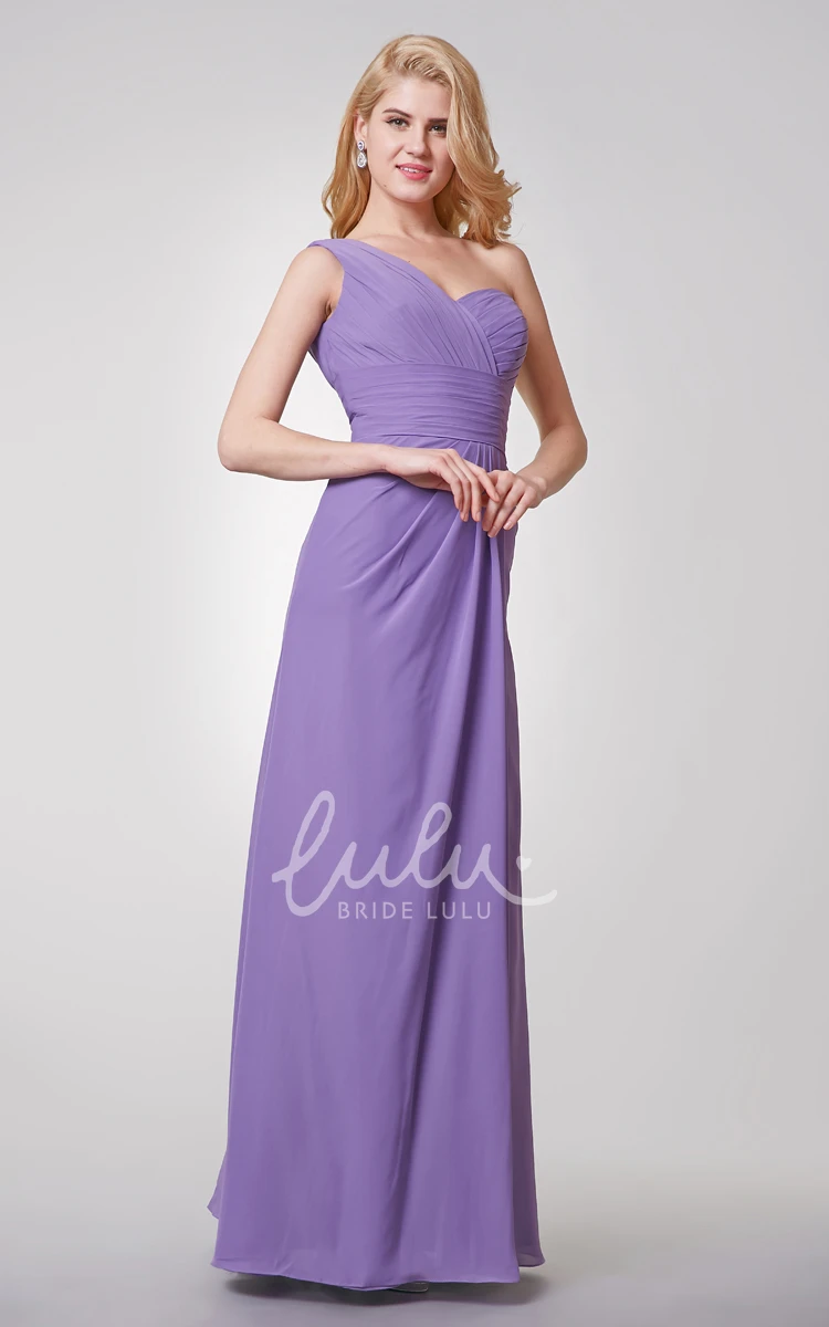 Ruched One Shoulder A-line Chiffon Bridesmaid Dress