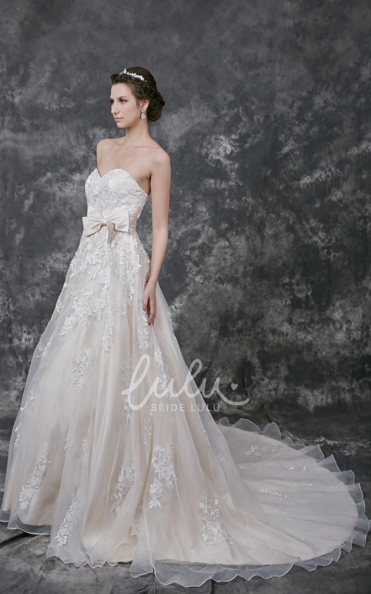 A-line Organza Wedding Dress with Appliques Wedding Dress Simple Elegant