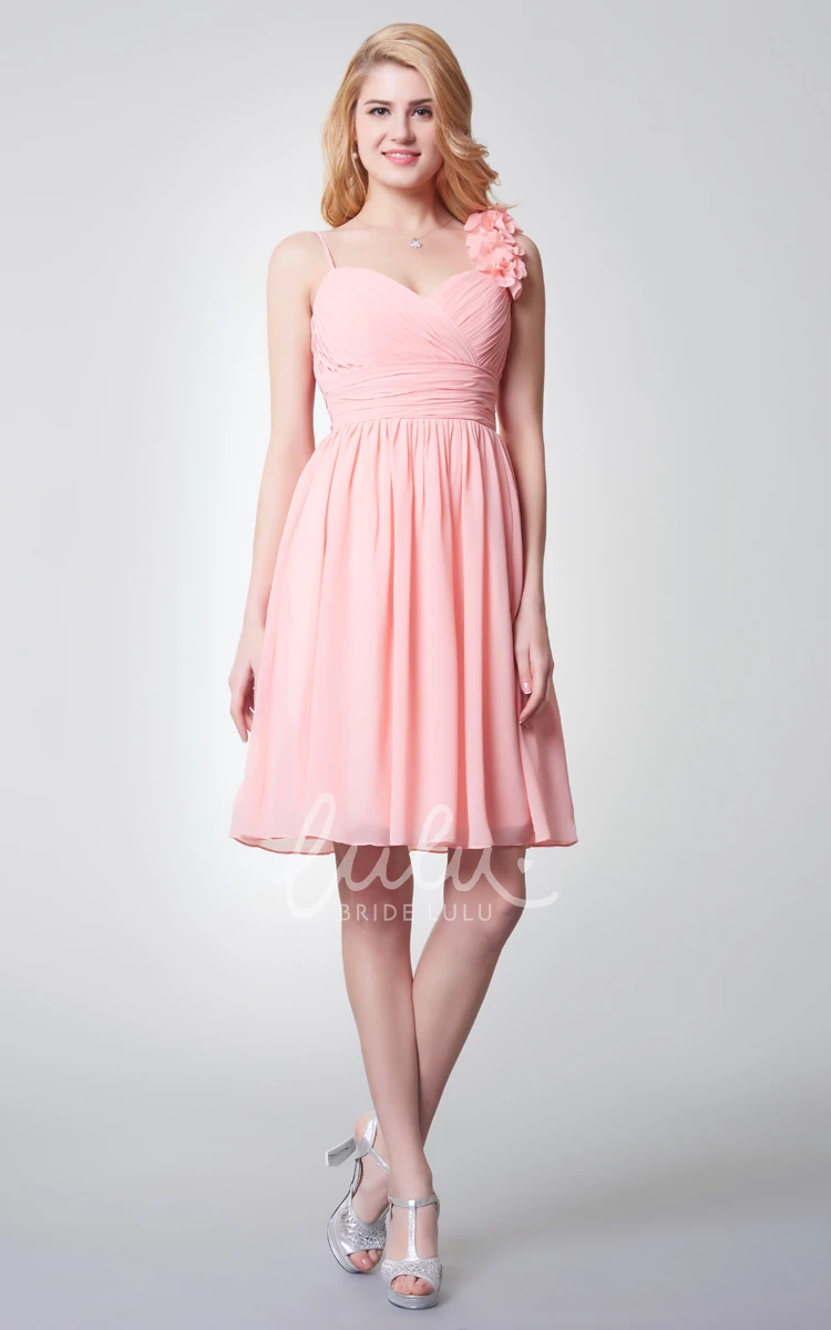 Empire Waist Chiffon Bridesmaid Dress with Flower Detailing Sleeveless & Unique