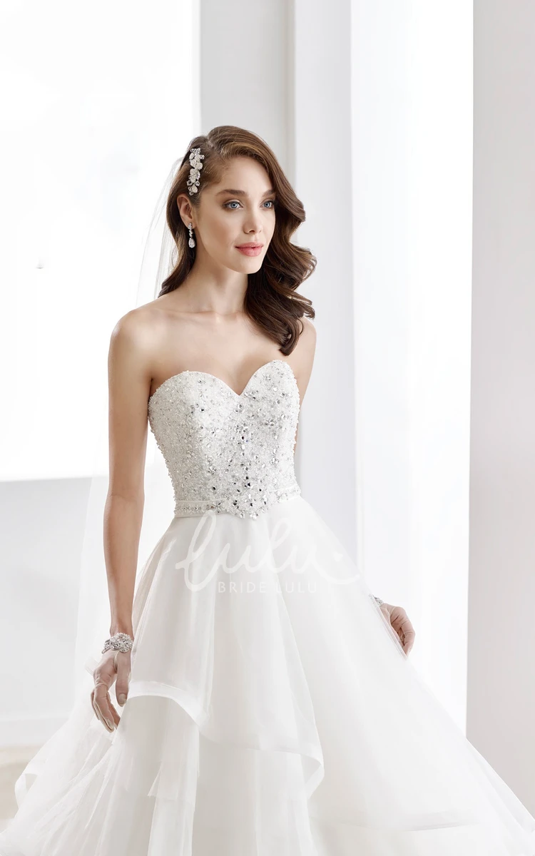 A-line Wedding Dress with Ruching Sequins and Peplum Sweetheart Neckline