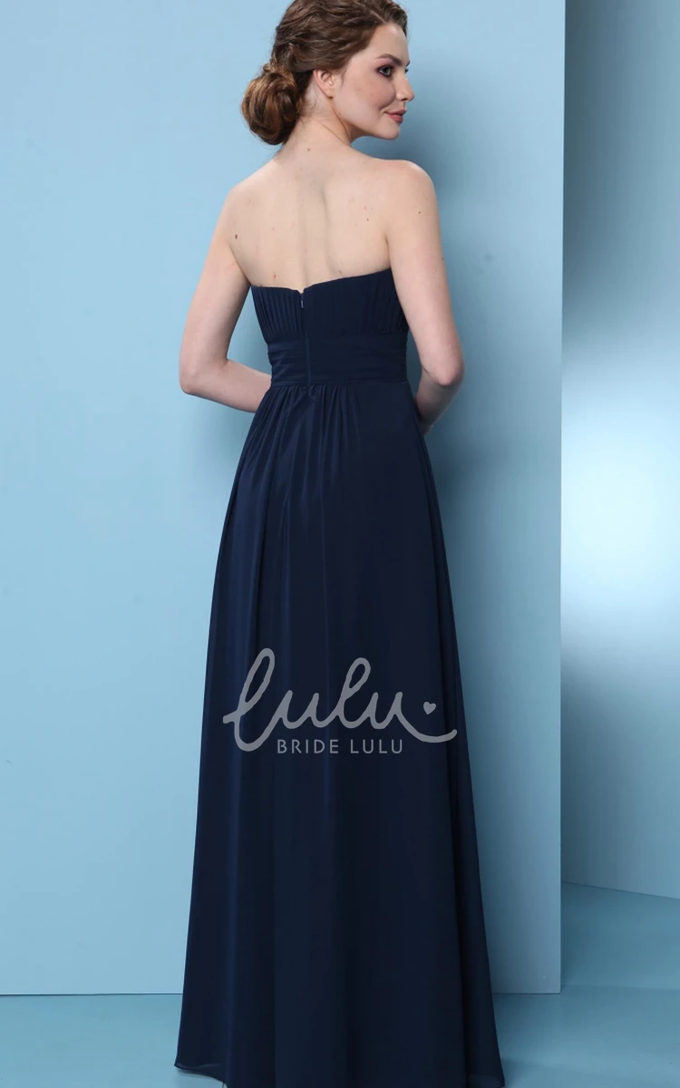 A-Line Sweetheart Chiffon Bridesmaid Dress with Ruching and Floor-Length