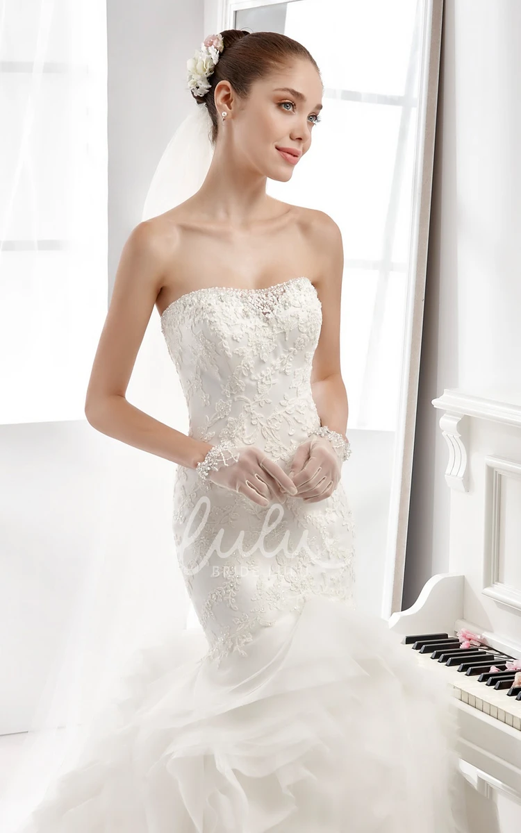 Mermaid Strapless Wedding Dress with Appliques and Sequins