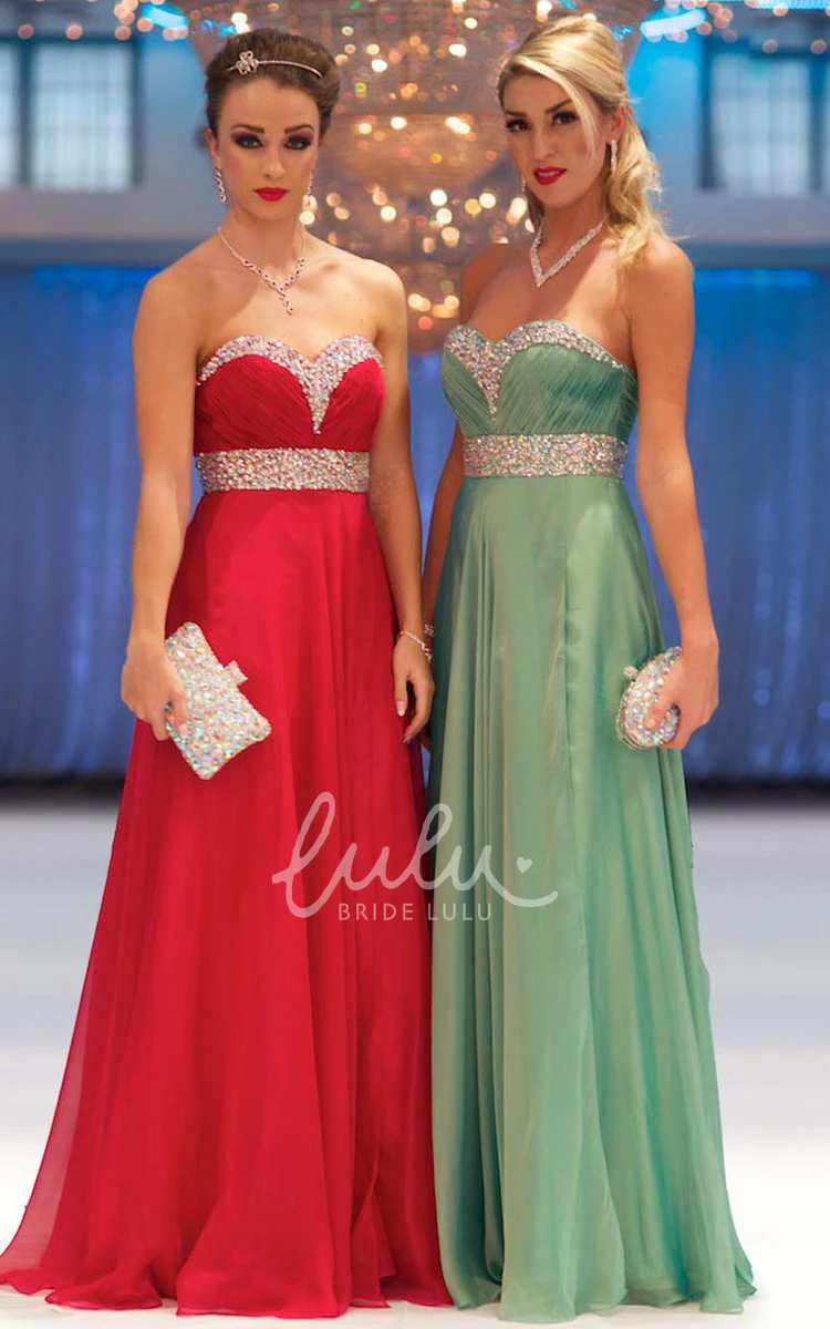 Maxi Chiffon Prom Dress with Ruched Sweetheart Neckline