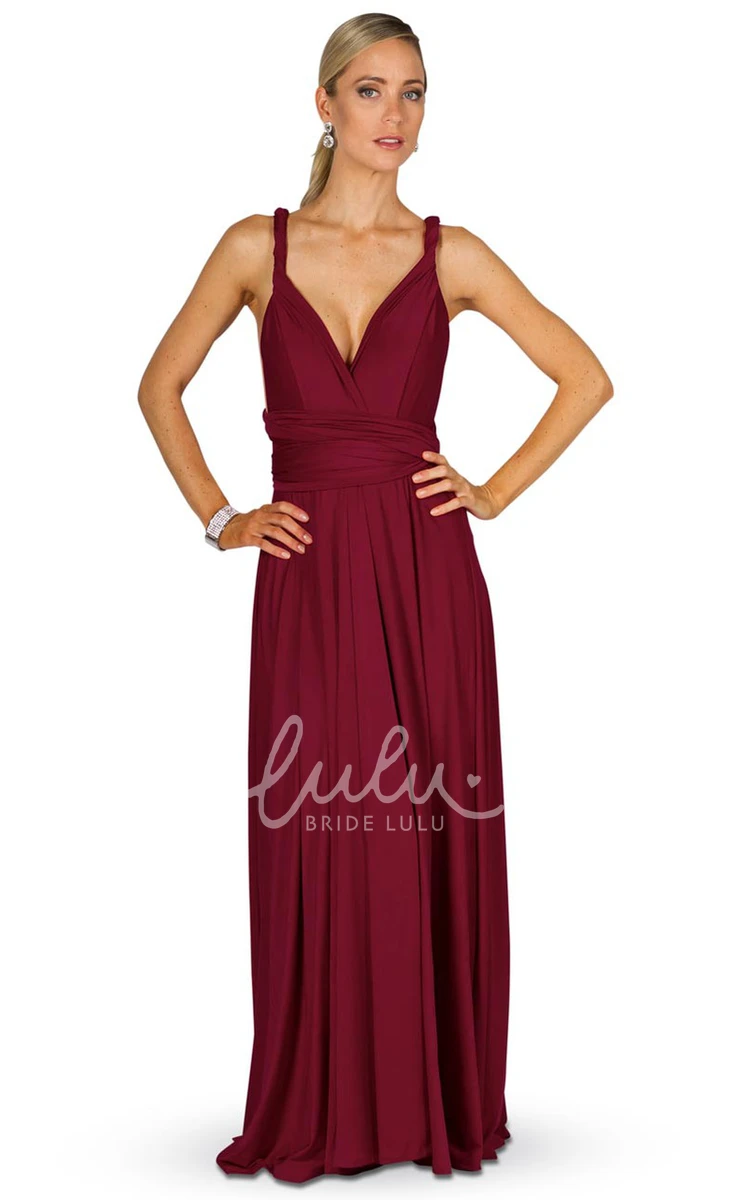 Halter Sleeveless Chiffon Bridesmaid Dress with Ruching Modern Convertible Style