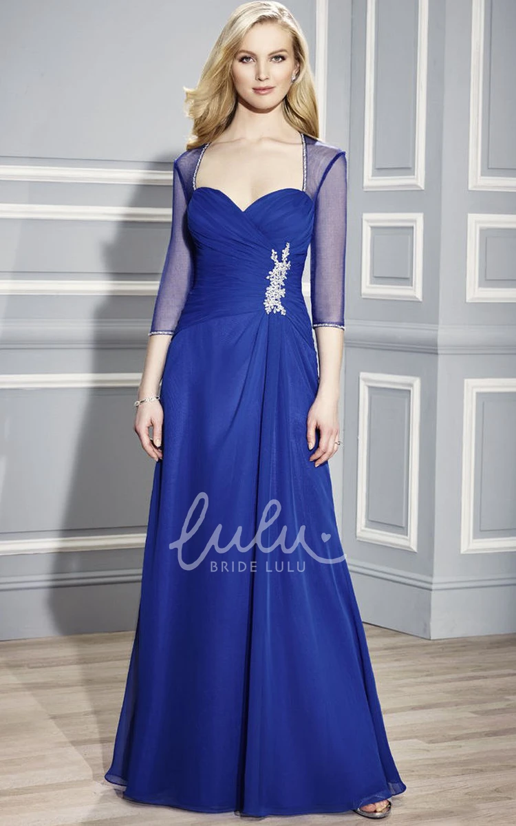 Sweetheart 3-4 Sleeve Criss-Cross Jersey Mother Of The Bride Dress Unique Bridesmaid Dress