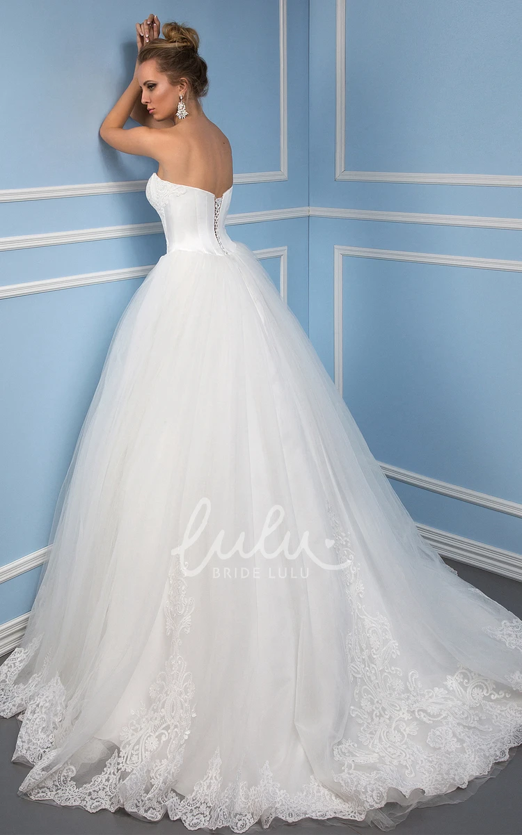 Sweetheart Tulle Wedding Dress with Corset Back and Sweep Train Maxi Length