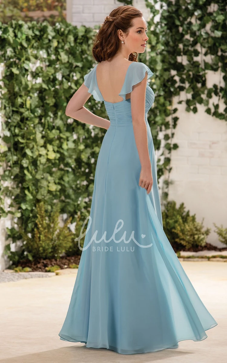 A-Line Bridesmaid Dress with Crisscross Ruching and Square Back Modern Bridesmaid Dress