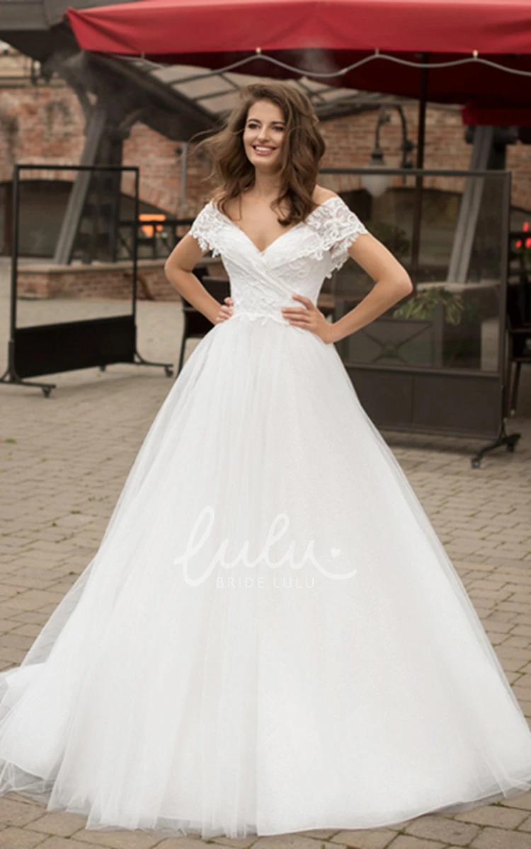 Romantic Tulle Off-the-Shoulder Wedding Dress Ball Gown 2024 Women Elegant