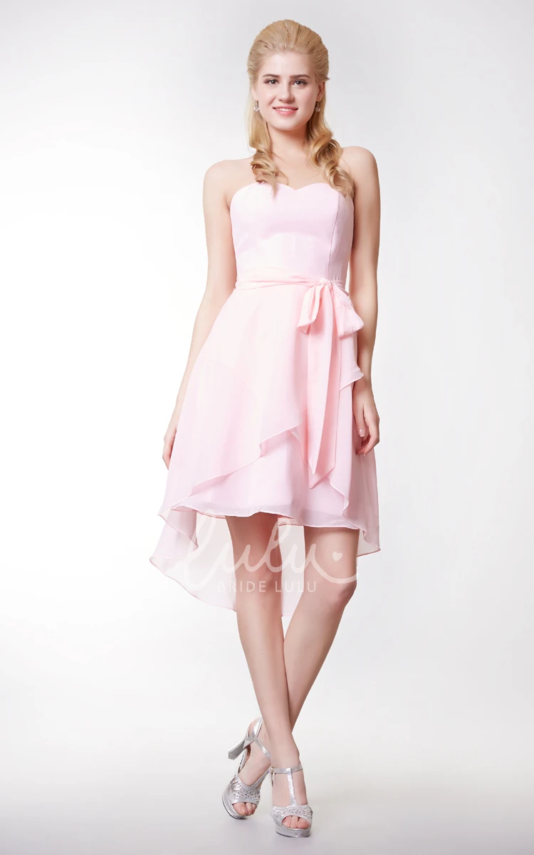 Sweetheart Chiffon Dress with High Low Style Crisscross Front & Classy