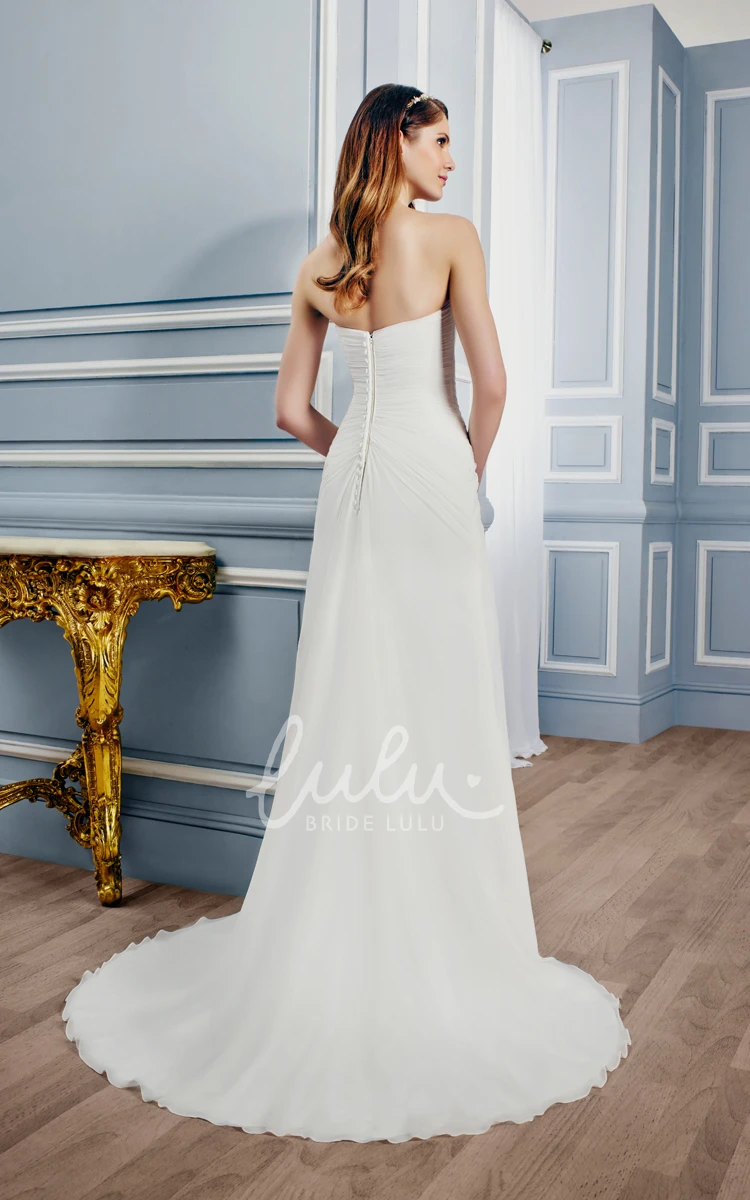 Sweetheart Chiffon Wedding Dress with Criss Cross and Zipper Modern Sheath Bridal Gown