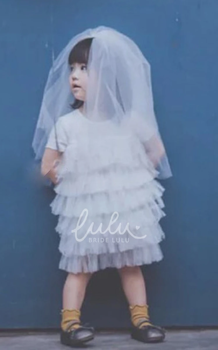 Simple Double Layer Tulle Flower Girl Veil Classic Wedding Accessory