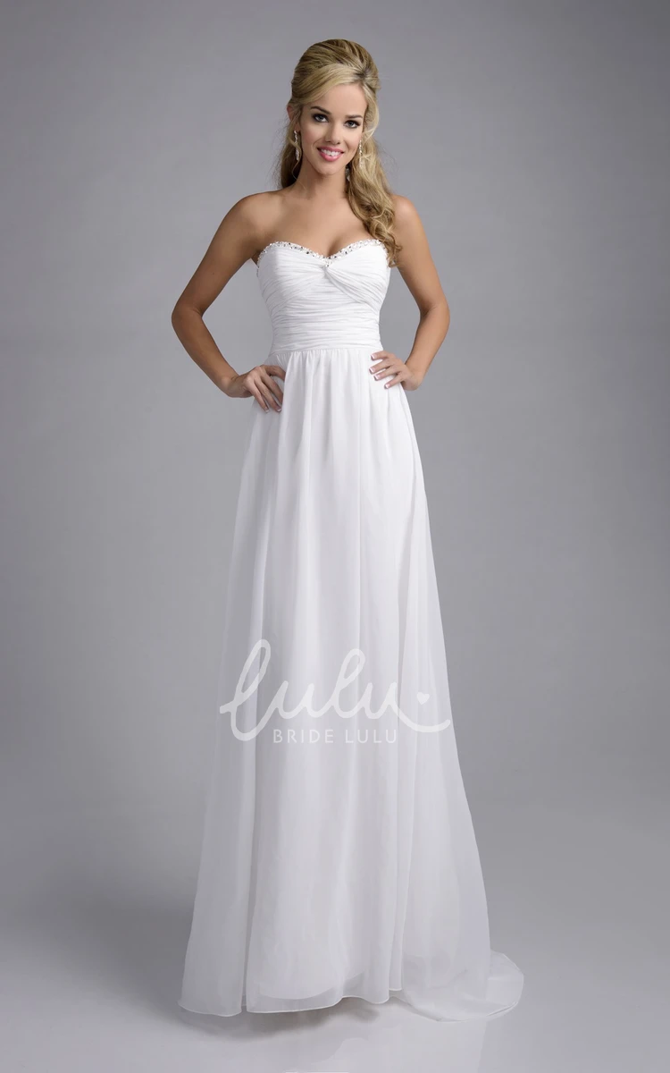 Rhinestone Trimmed A-Line Chiffon Wedding Dress with Knotted Sweetheart