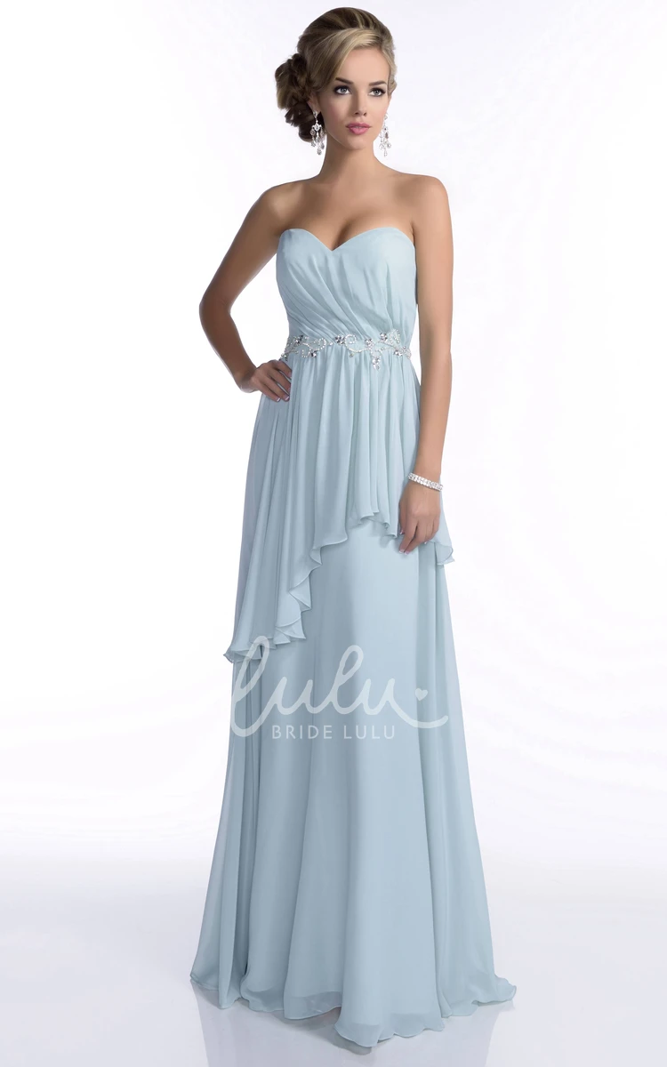 Two-Layer Skirt Bridesmaid Dress with Sweetheart Neckline and Pleated Chiffon