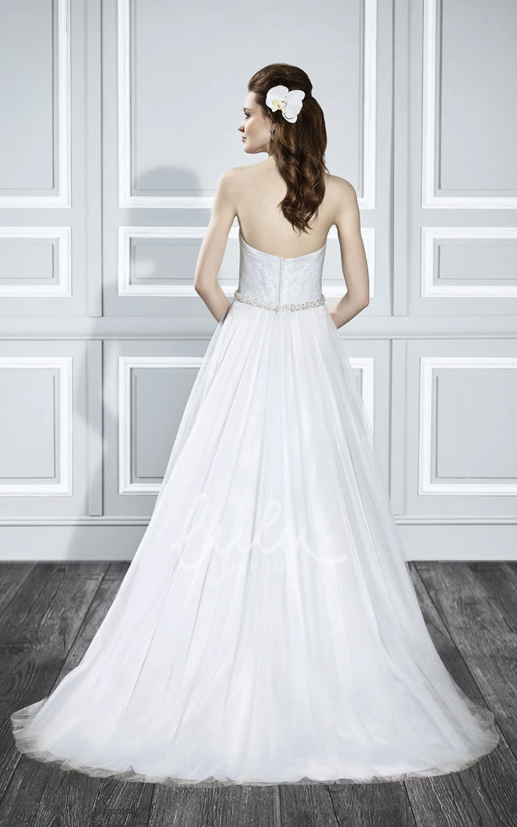 A-Line Sweetheart Wedding Dress with Jeweled Bodice and V-Back