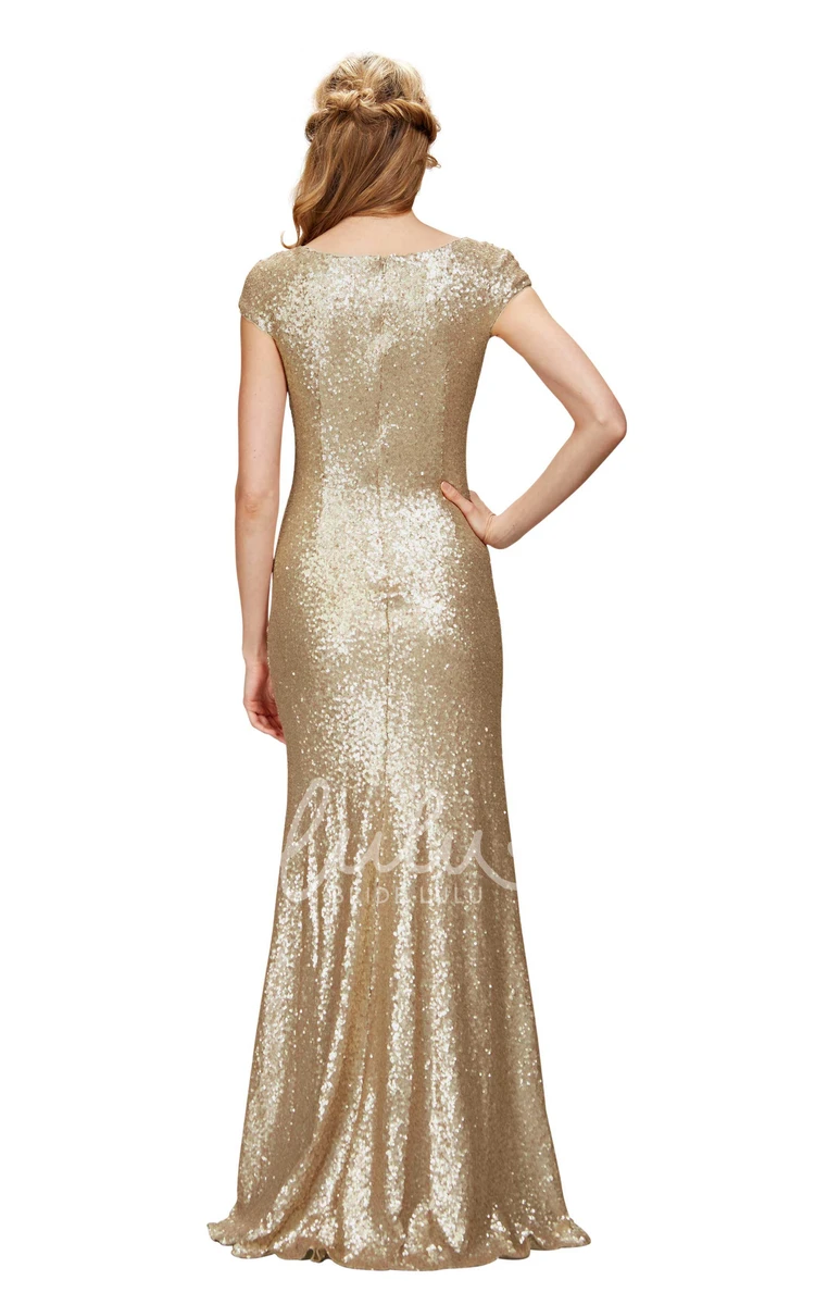 Strapless Multi-Color Sequin Bridesmaid Dress with Brush Train Convertible