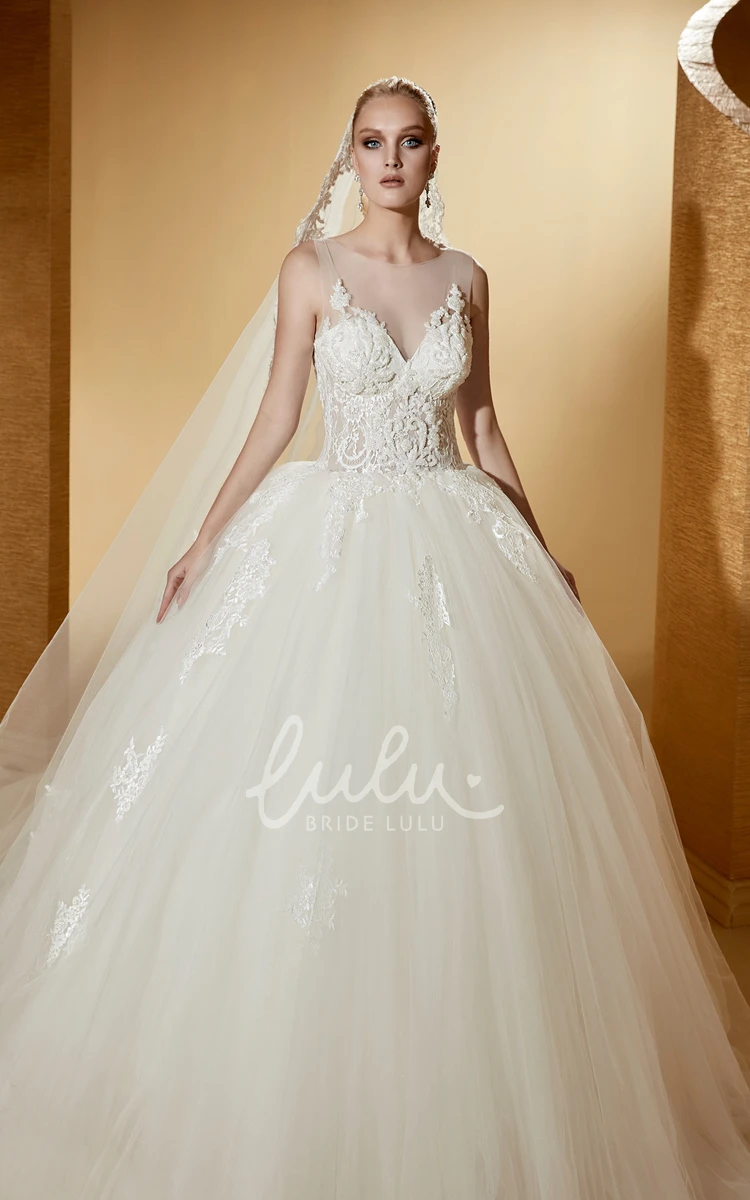 Cap Sleeve Illusion Wedding Dress with Lace Corset