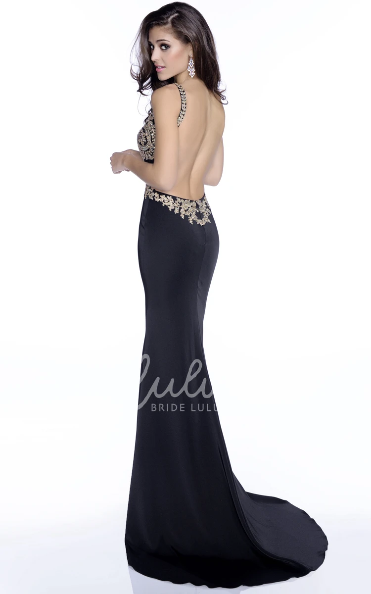 Form-Fitted Chiffon Prom Dress Sleeveless Open Back Beadwork Classy