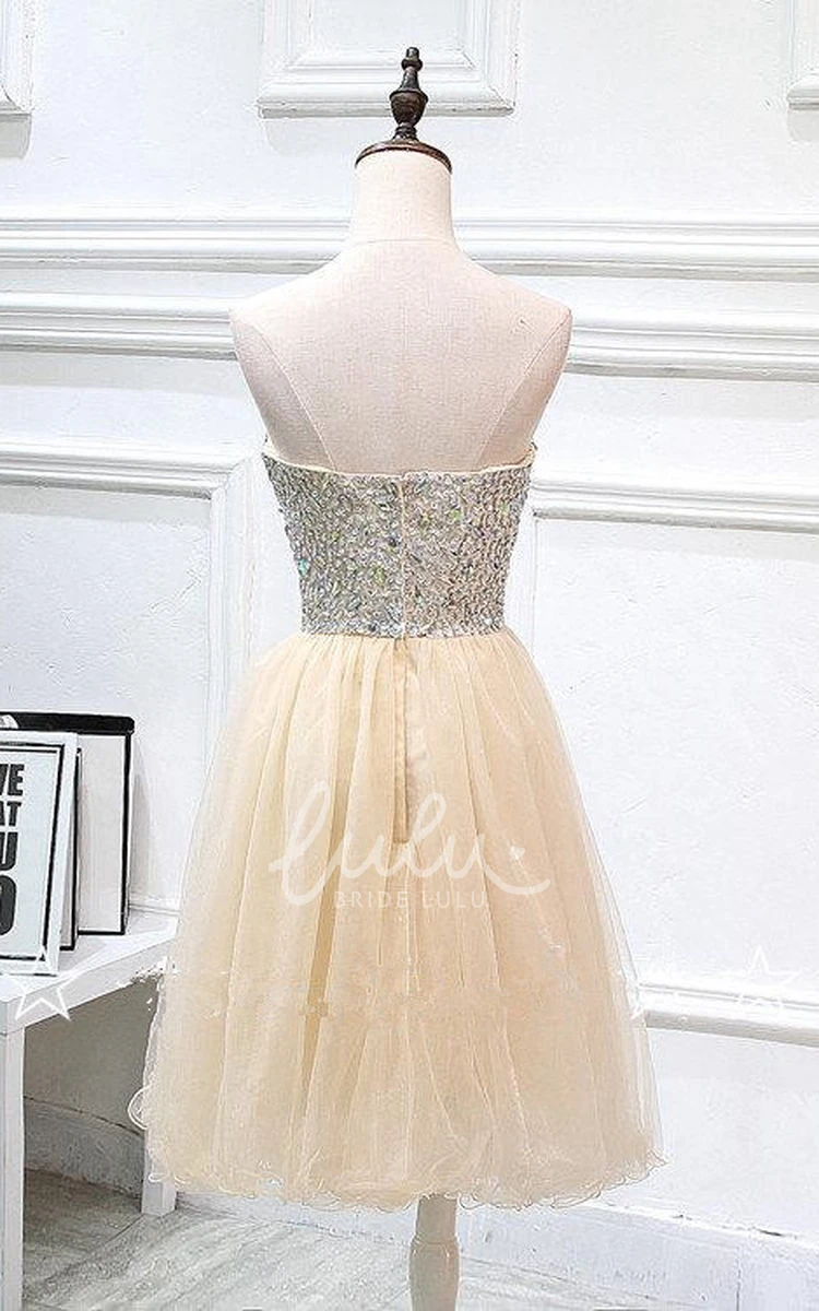 Crystal Mini Tulle Formal Dress with Strapless Neckline