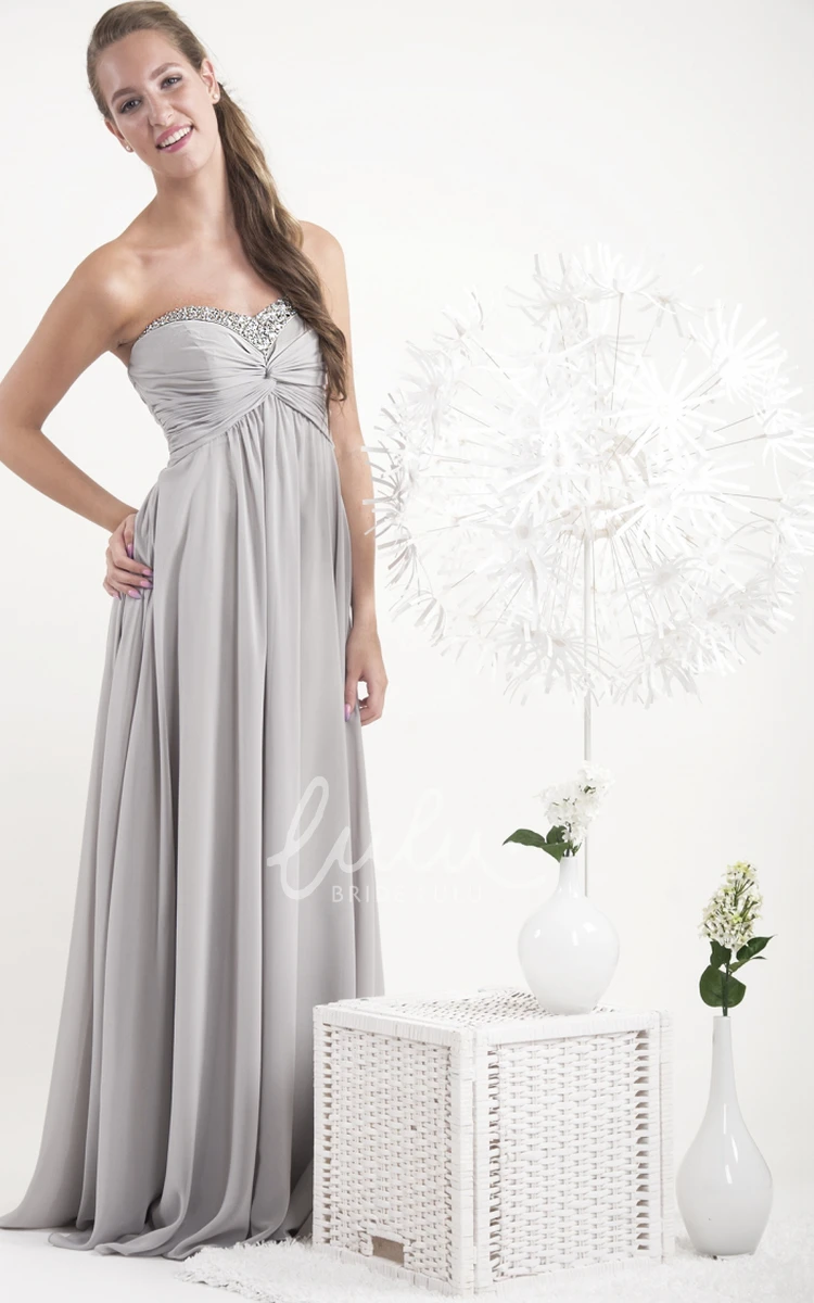 Beaded Sweetheart Chiffon Bridesmaid Dress Floor-Length Sheath