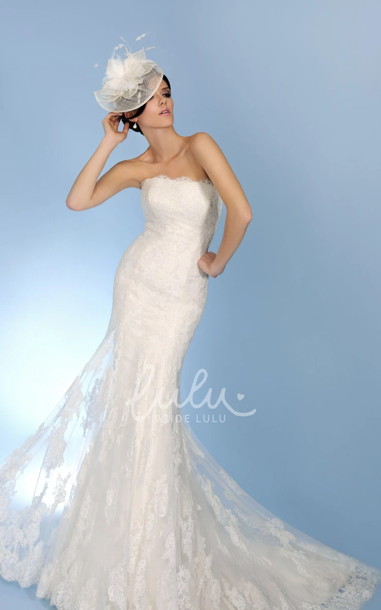 Appliqued Lace Wedding Dress with Backless Style and Pleats Trumpet Sleeveless Floor-Length