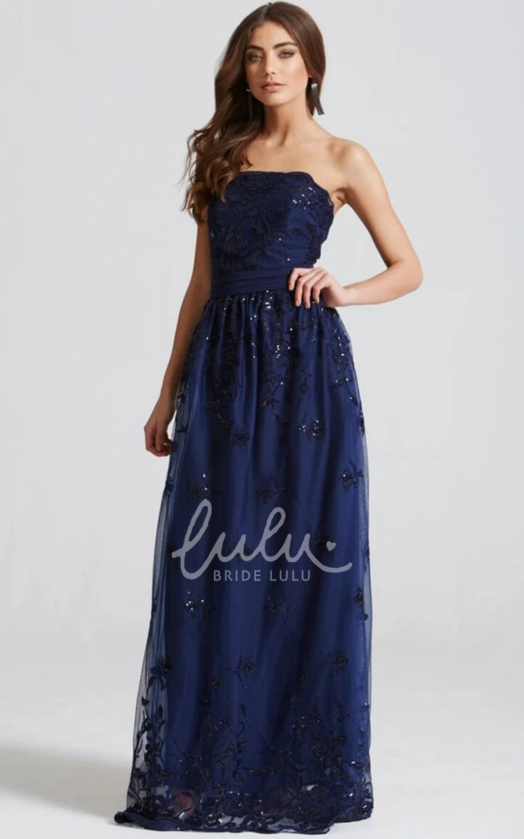 Appliqued Chiffon Bridesmaid Dress Strapless Beading