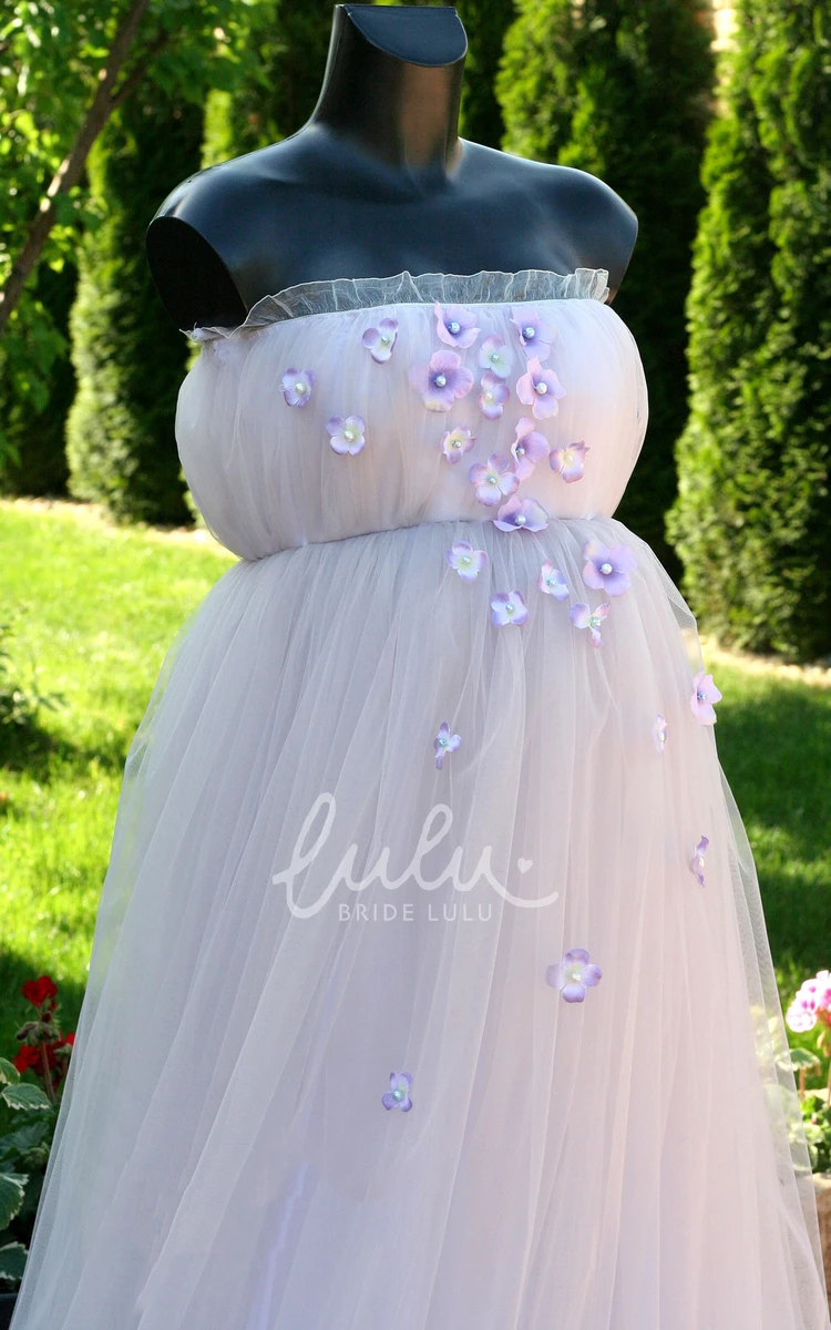 Sleeveless Empire Maternity Wedding Dress in A-Line Sweep Train