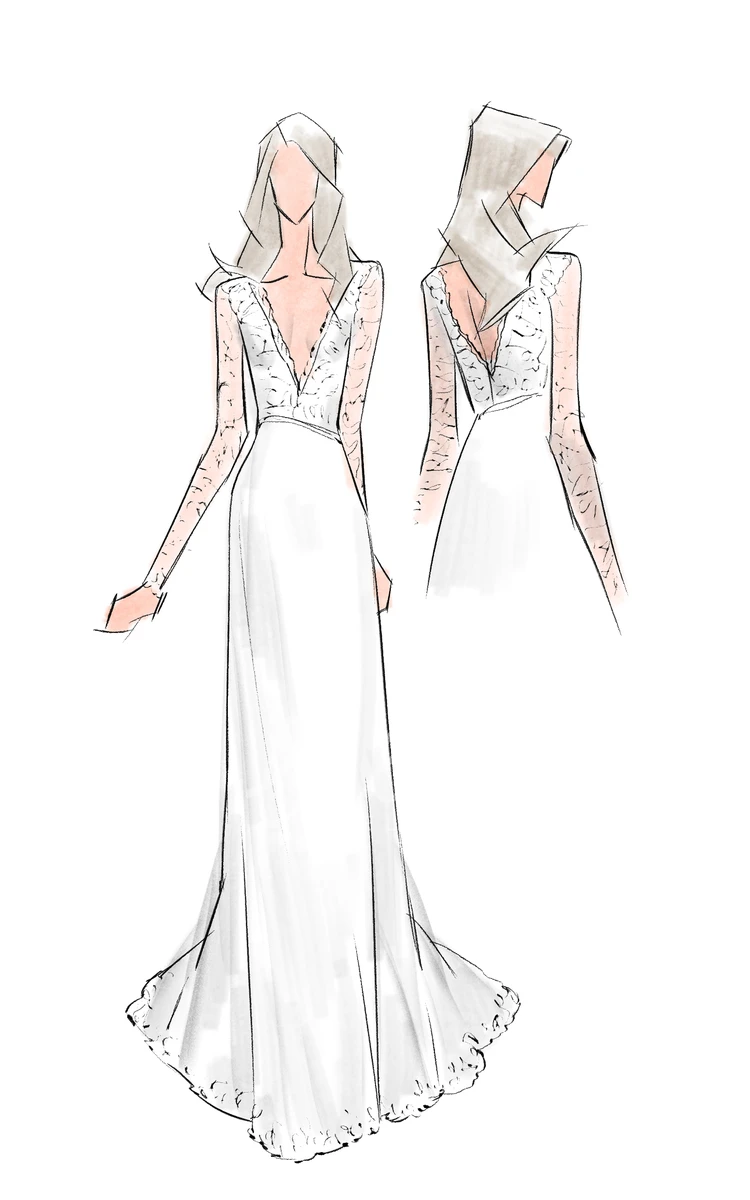 Chiffon Lace Backless A-Line Wedding Dress