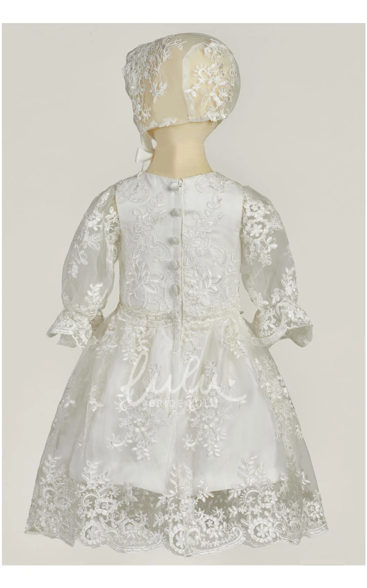 Graceful Sash Embellished Christening Gown for Girls