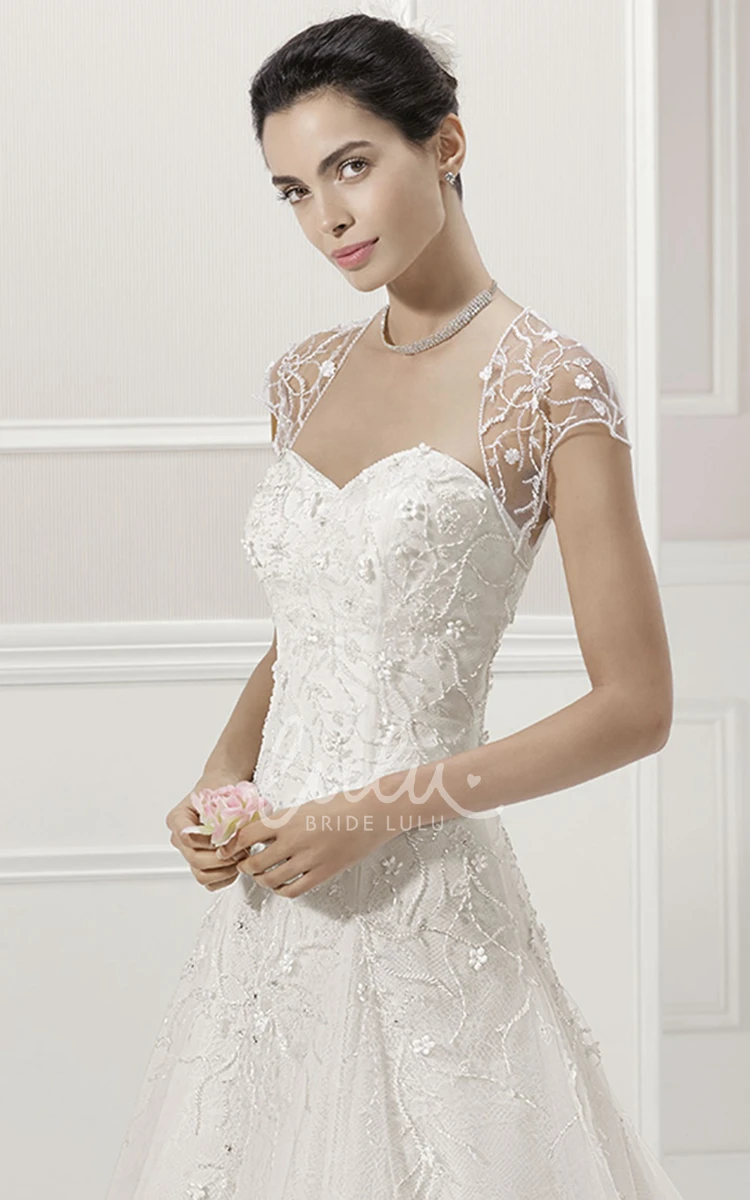 Beaded Sweetheart Bridal Gown with Removable Pearled Sleeves Wedding Dress