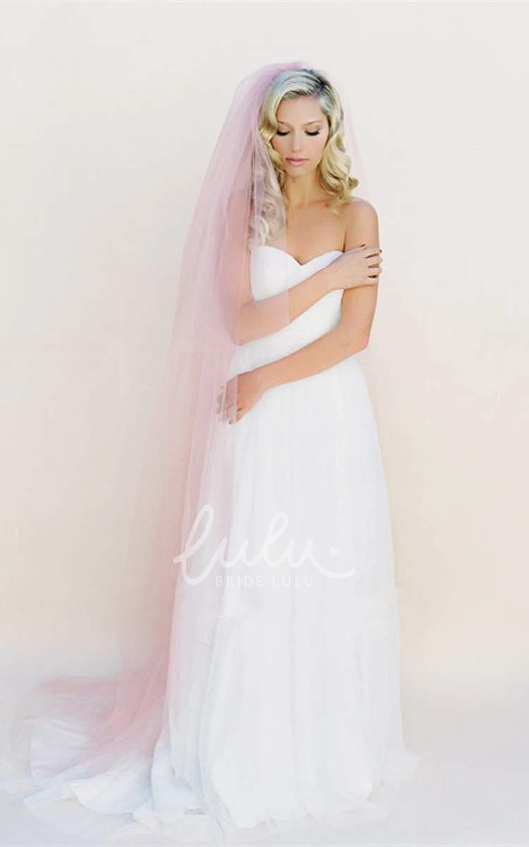 Soft Pink Trailing Tulle Veil for Wedding Dress