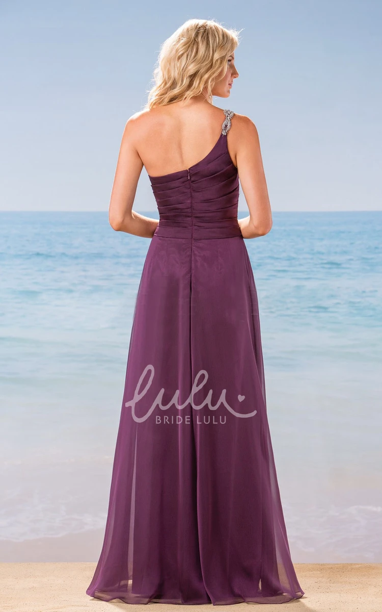 Chiffon Bridesmaid Dress with Pleats One-Shoulder A-Line