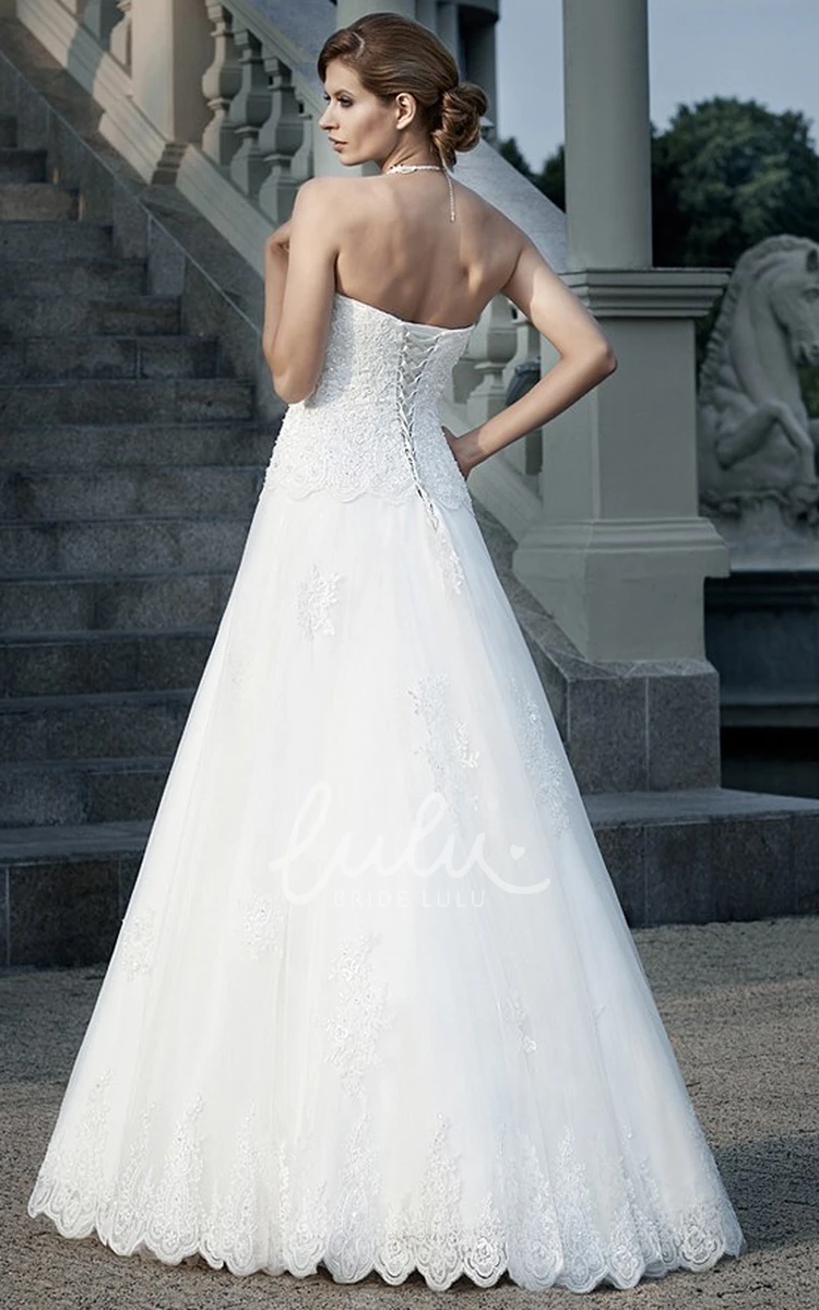 Strapless A-Line Lace Wedding Dress with Floor-Length