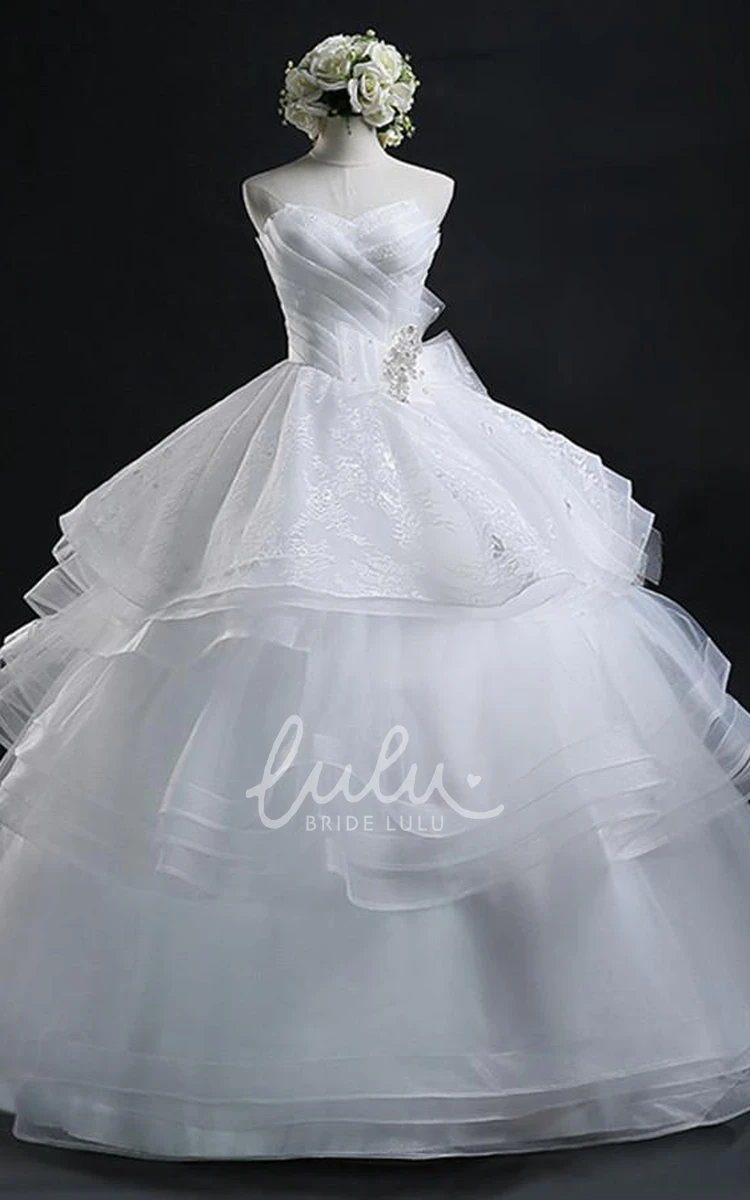 Sweetheart Ball Gown Organza Wedding Dress with Lace-up Corset Back