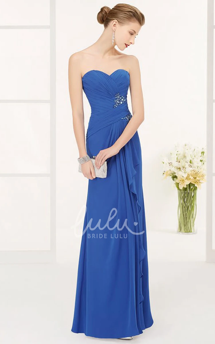 Sweetheart Chiffon Long Prom Dress with Crystal Side Drape and Removable Top