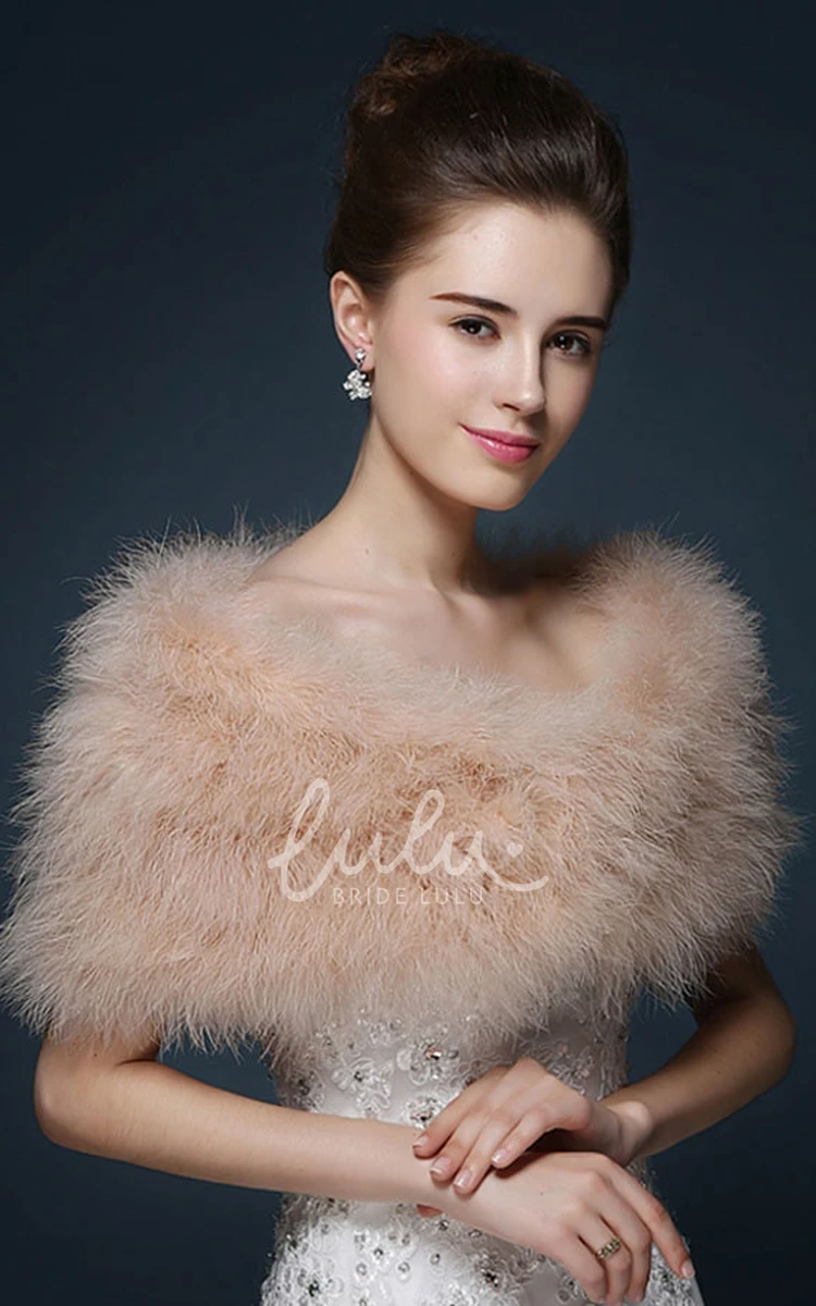 Winter Wedding Dress Bride Fur Ostrich Hair Shawl Cape with Wool