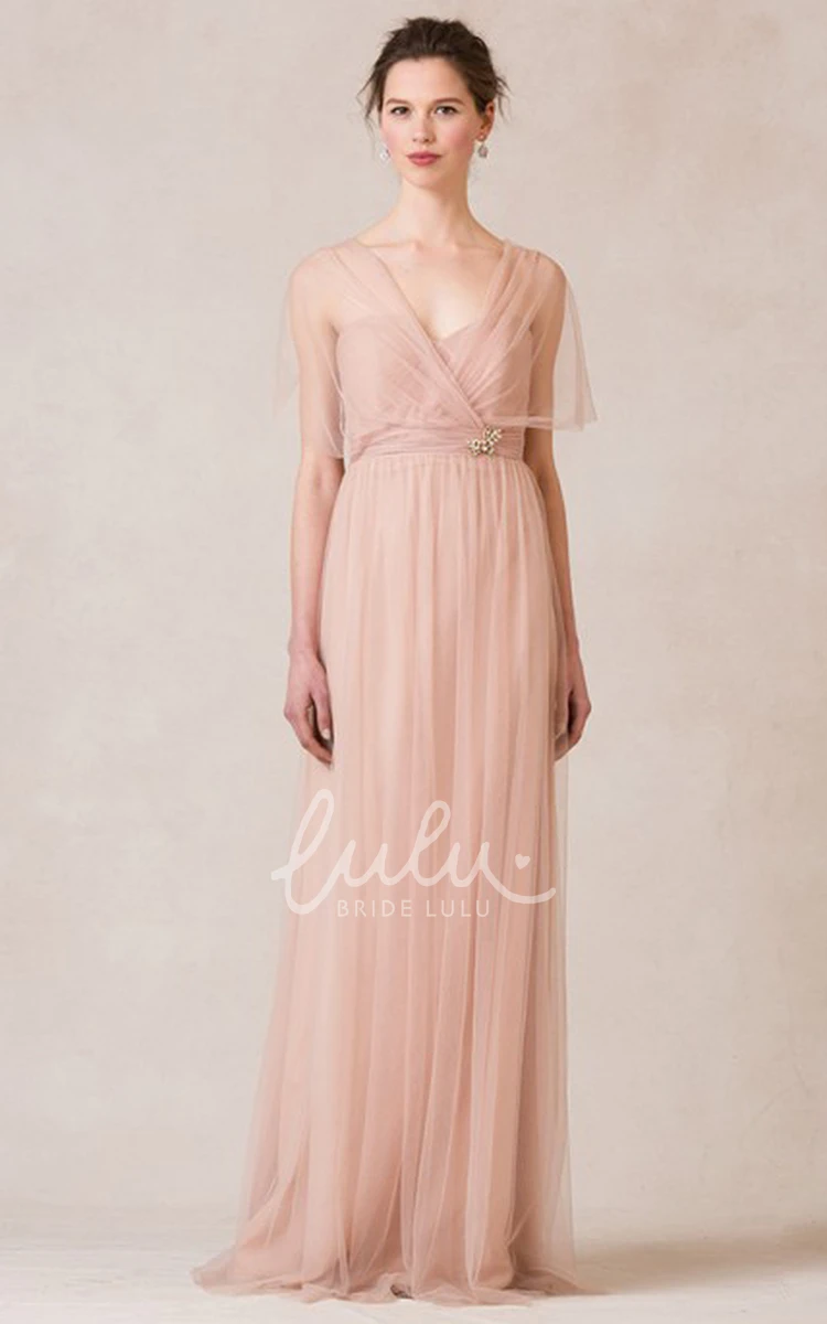 Sweetheart Criss-Cross Tulle Bridesmaid Dress with Straps Sleeveless Flowy Dress