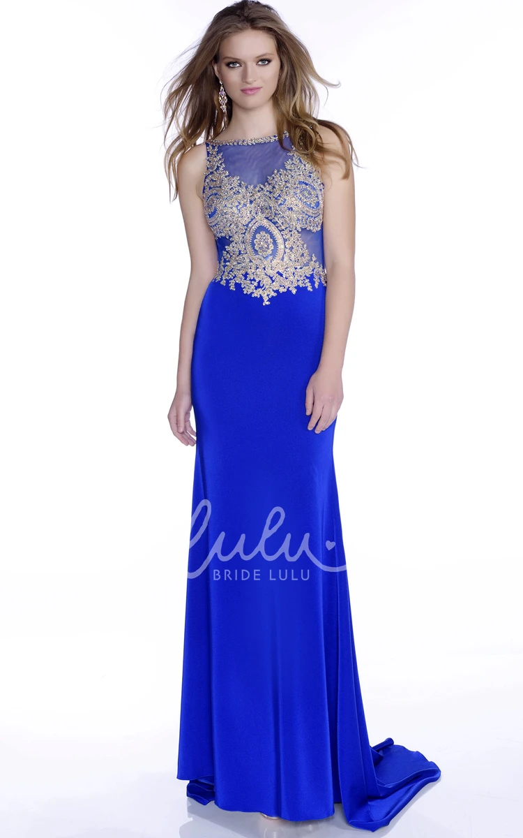 Form-Fitted Chiffon Prom Dress with Open Back and Jeweled Bodice Classy Prom Dress