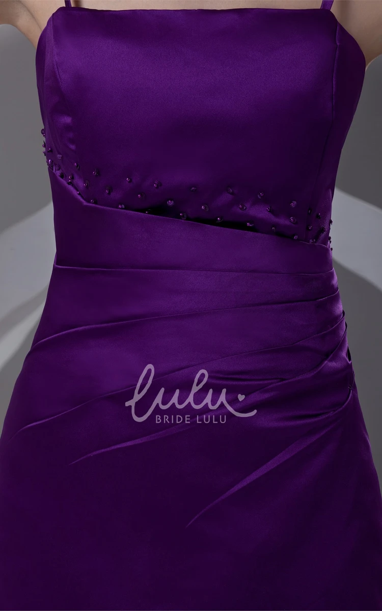 Satin A-line Formal Dress with Beading and Corset Back