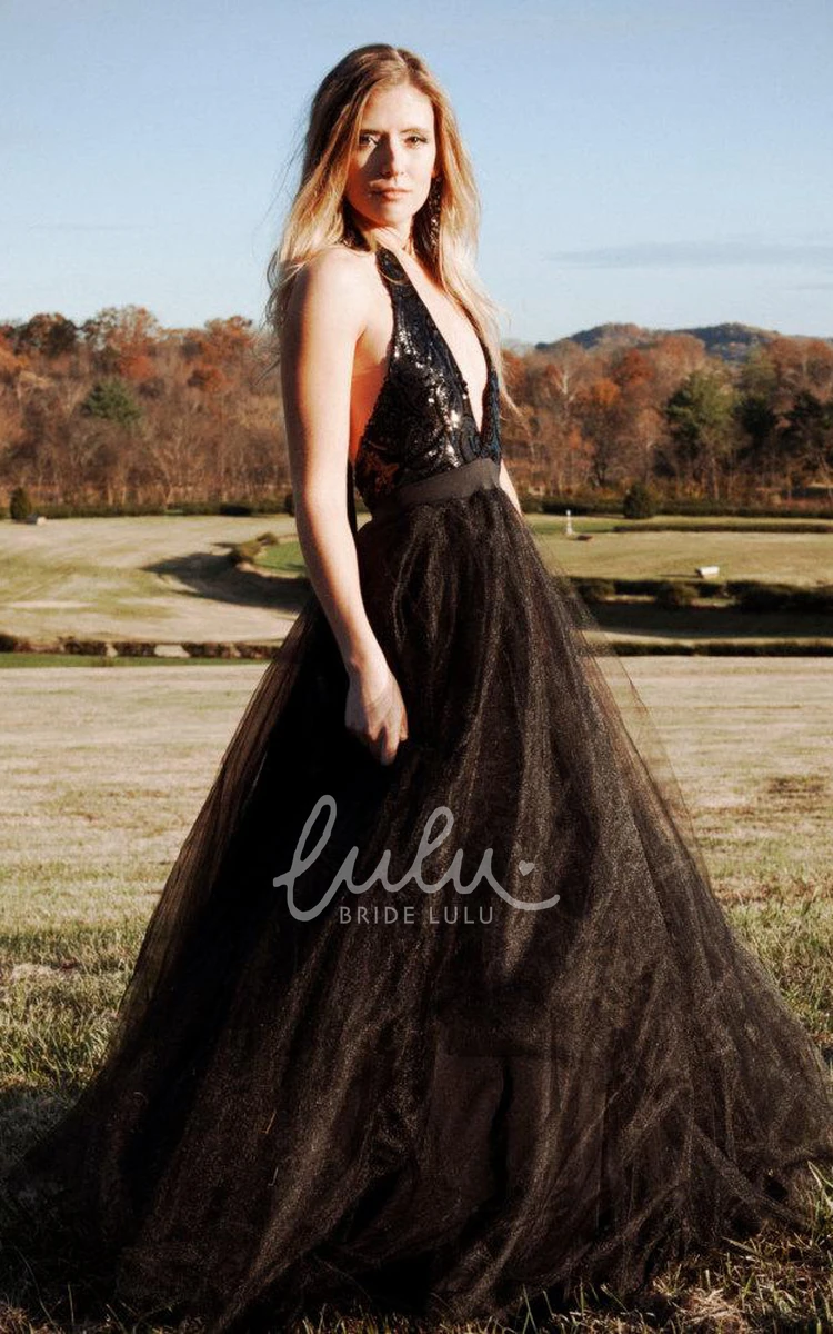 Halter Tulle Dress with Sequins Ideal for Prom or Formal Events