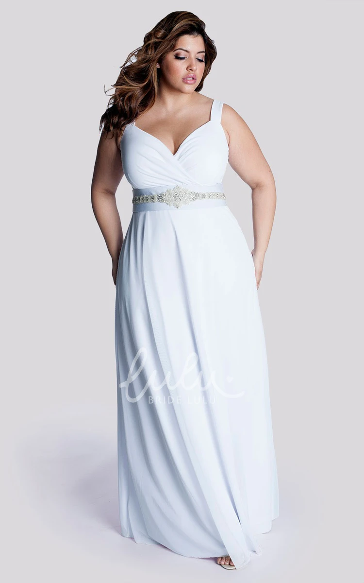 Chiffon Ruched A-Line Bridesmaid Dress with Waist Jewelry