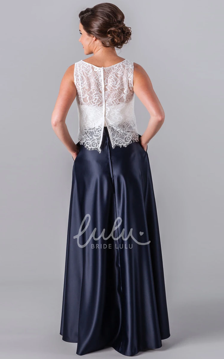 Lace Floor-Length Sleeveless Bridesmaid Dress with Scoop Neck