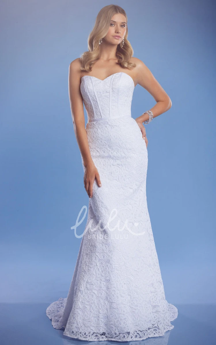 Lace Sleeveless Sweetheart Wedding Dress Sheath Floor-Length Style
